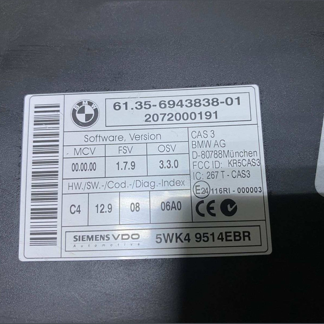 BMW Cas Control Unit Module 6943838 X5 E70 CAS 3