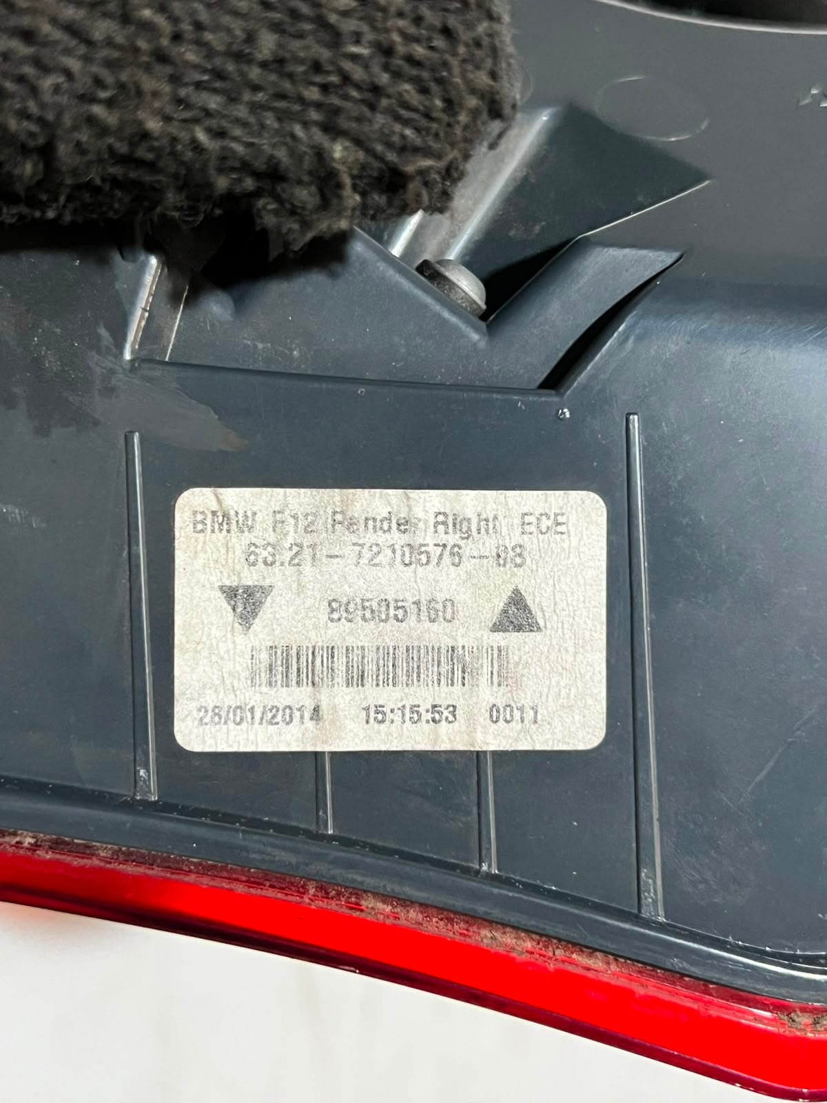 2011-2012 BMW 6 Series F06 F13 F12 Rear Right Tail Light Backlight 7210576 OEM