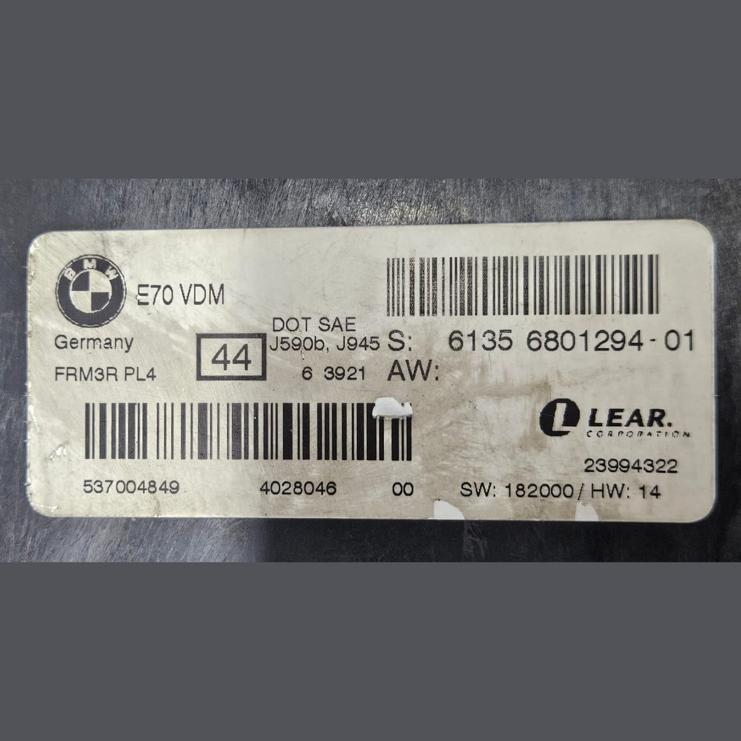 2007-2013 BMW X5 E70 Footwell Light Control Module 6801294 OEM