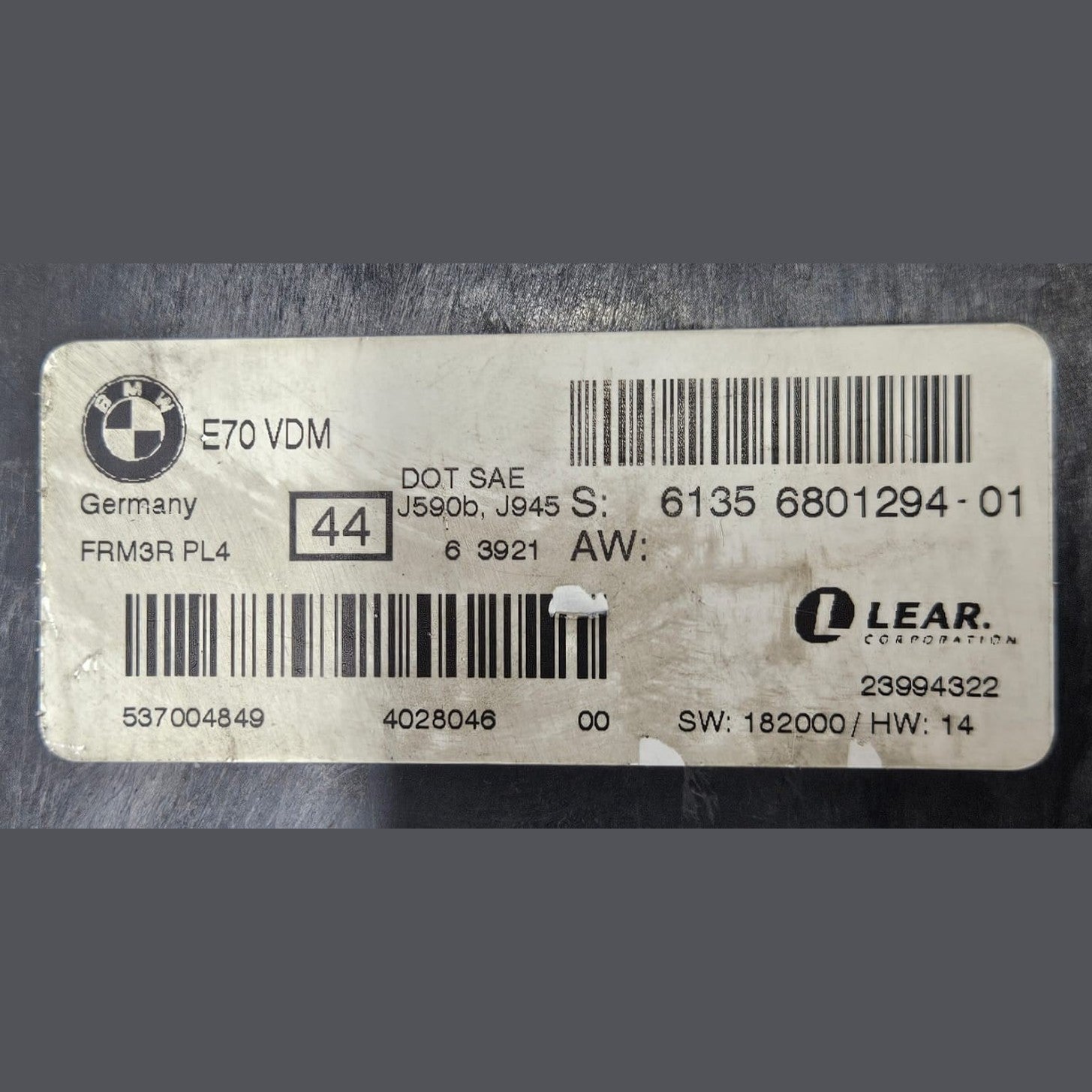 2007-2013 BMW X5 E70 Footwell Light Control Module 6801294 OEM