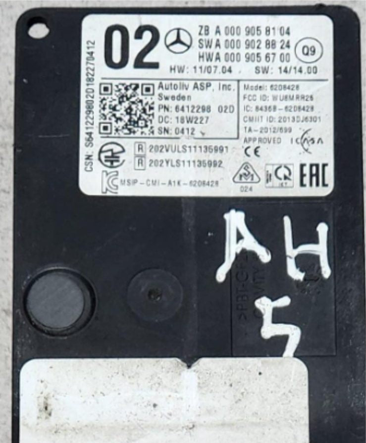 Benz Radar Sensor A0009058104 E-Class W205 and GLC W253 