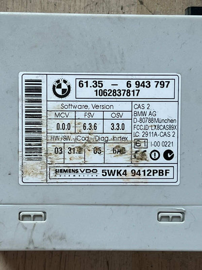 2007 BMW N52 E60 B20 Engine Control Module SET DME + CAS2 + 1KEY 7561684