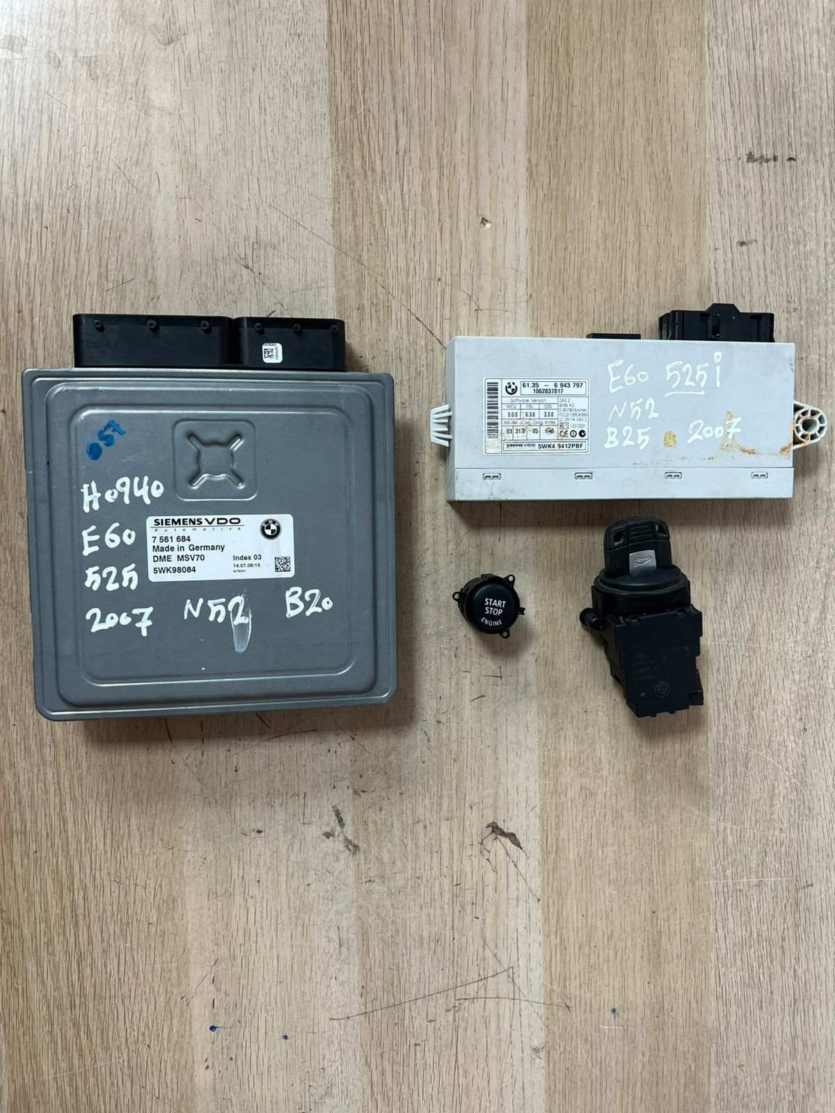 2007 BMW N52 E60 B20 Engine Control Module SET DME + CAS2 + 1KEY 7561684