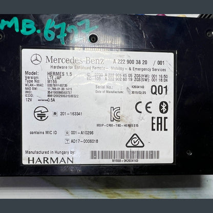2019 Mercedes-Benz C180 Telematics Bluetooth Control Unit Module A2229003820