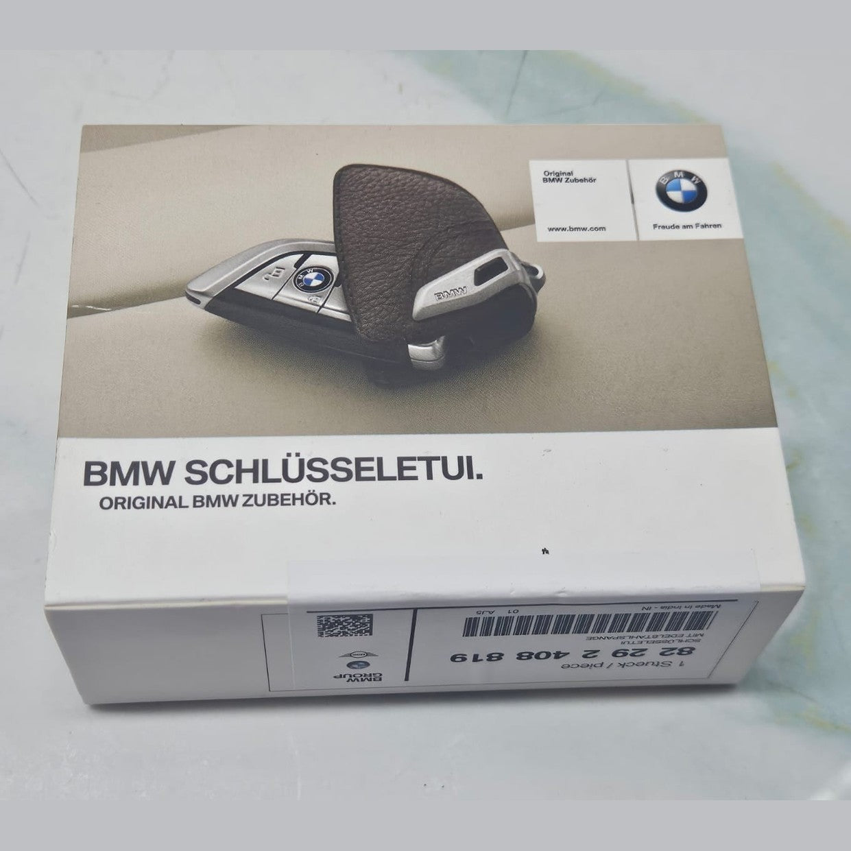 Genuine BMW F40 G20 G30 Leather Key Case With Stainless Steel Clip 82292408819
