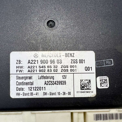 10-13 Mercedes S400 Air Suspension Control Module A2219009603 S-Class W221 W216