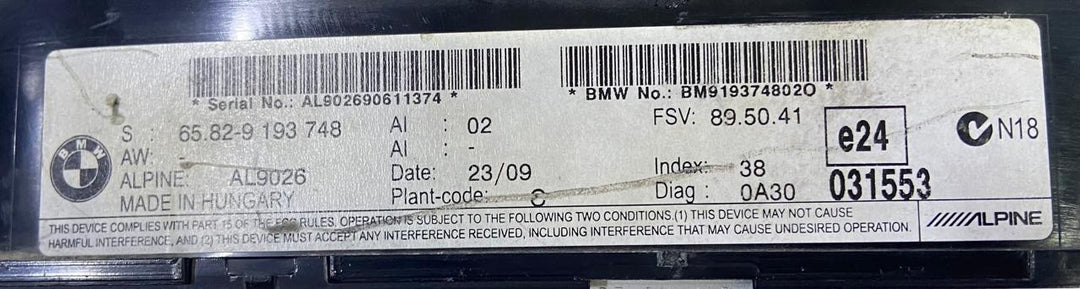 OEM BMW 5 6 E60 E61 E63 Display Monitor On-board Screen 6,5" 9193748