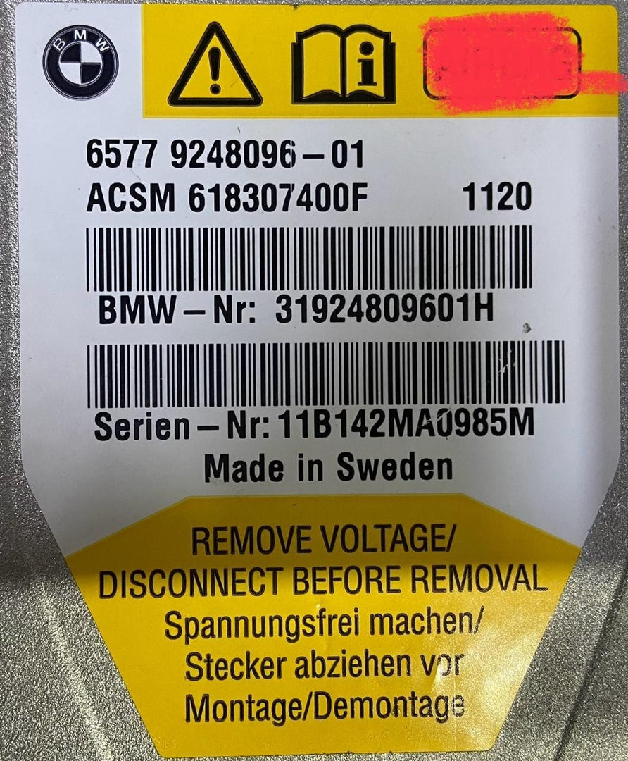 OEM BMW 2011 5 SERIES F10 F11 SRS CONTROL MODULE ECU 9248096