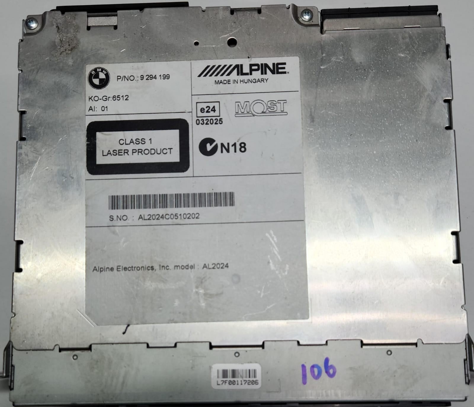 Genuine 2010-2017 BMW X3 CD Radio Head Unit 9294199,1 3 5 Series F10 F11 F20 OEM