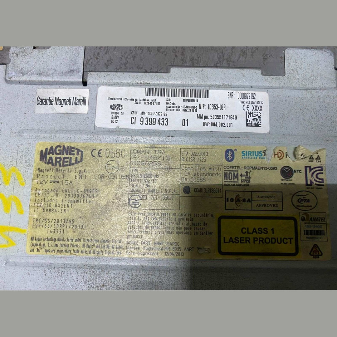 2014-2016 BMW 320i Radio Receiver Unit 9399433 320i, 328i, 335i, 428i F30 F21 