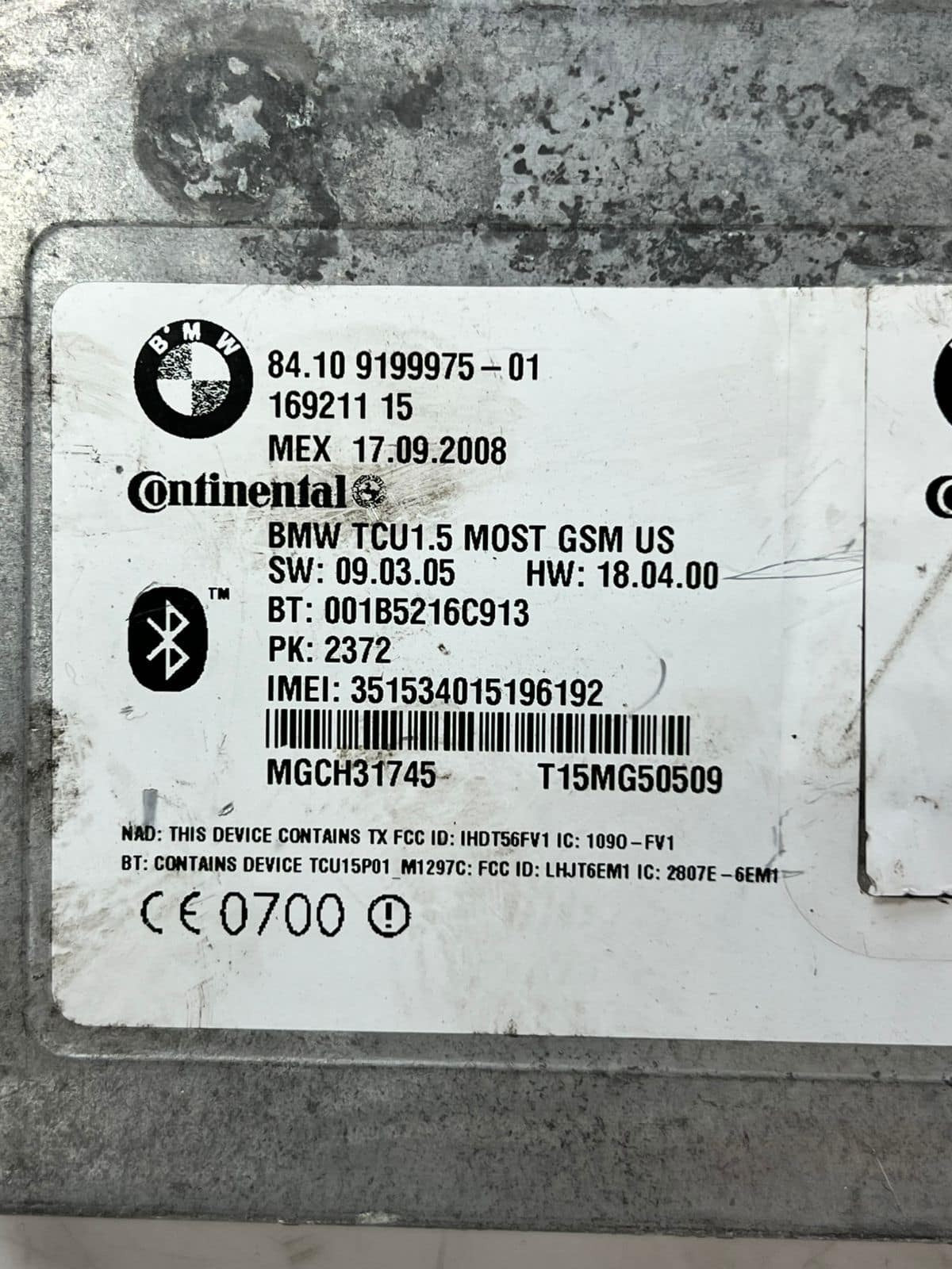2007-2013 BMW 328i E90 M3, Z4 GSM Telematic Control Unit 9199975 OEM