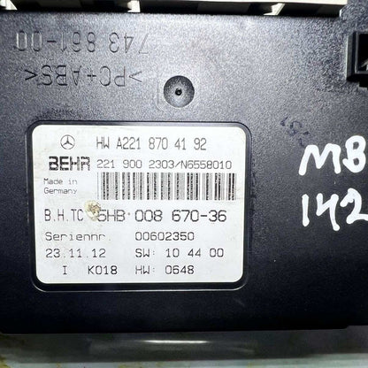 2007-2013 Mercedes-Benz S550 Hvac Heater Blower Motor Control Module A2218704192