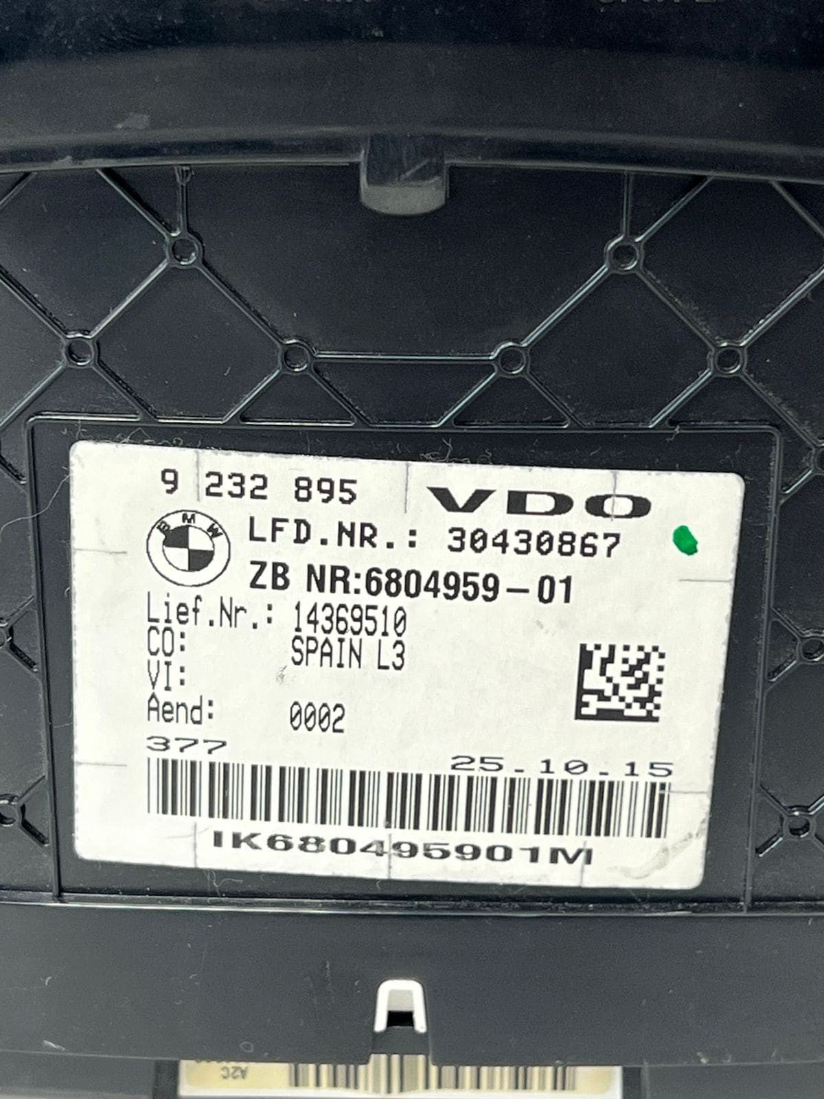 BMW 3' 4' F30 F31 F32 F33 F34 Instrument Cluster Speedometer Plastic 6804959 OEM