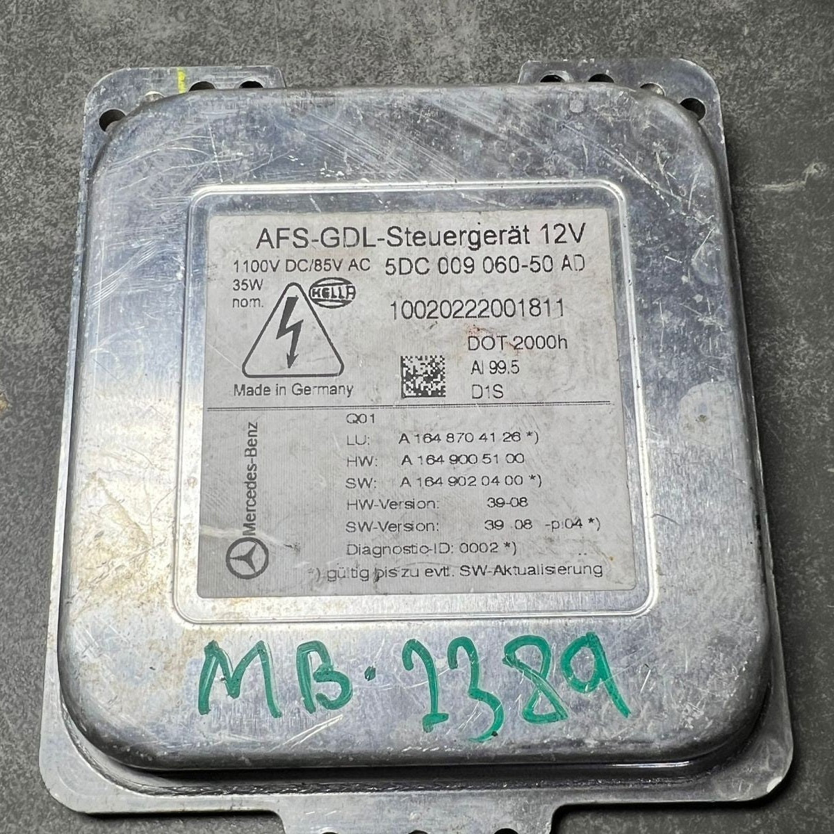 Mercedes W164 ML GL Xenon Light Headlight Control Module Unit A164 8704126 OEM