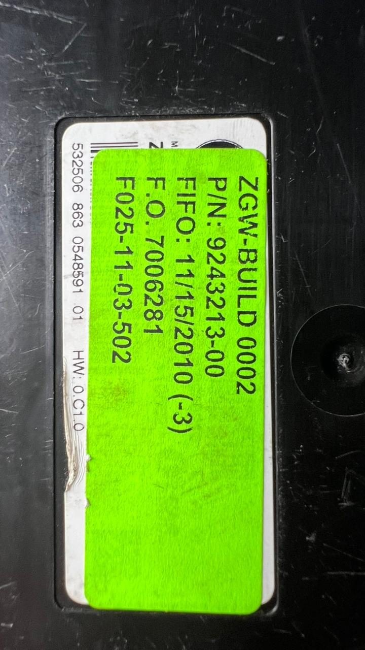 2010-2017 BMW X3 Central Gateway Module 9243213 X3 F25, X4 F26, and 5 Series F11