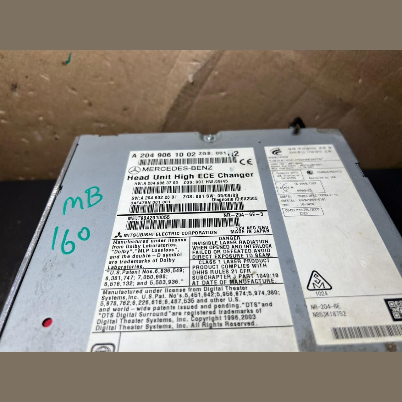 08–10 Mercedes-Benz W204 C-Class Radio Audio Head Unit CD Player A204 9061002