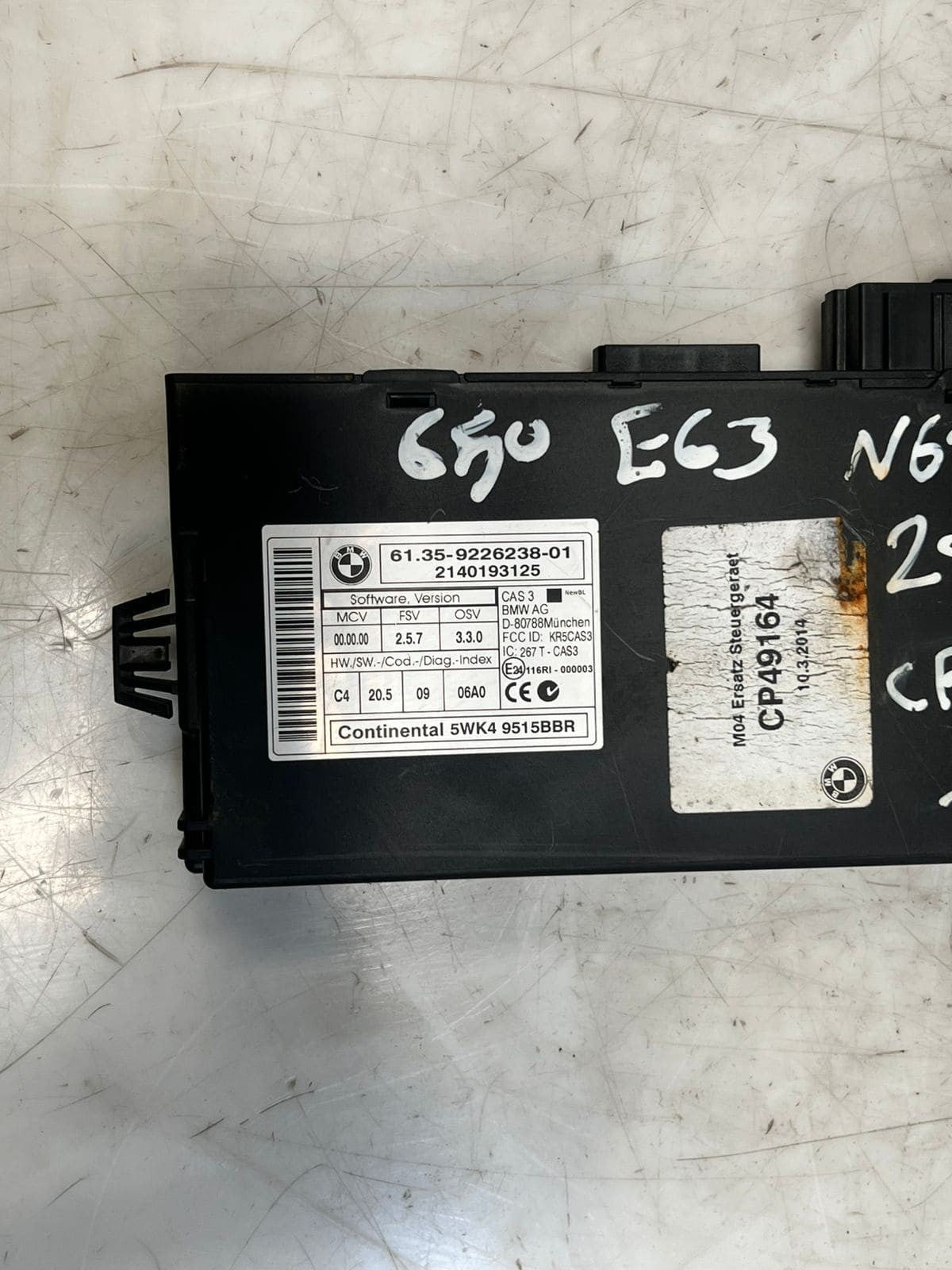 2007 BMW E63 N62 650I 128i Cas3 C4 Control Access System Module 9226238 OEM