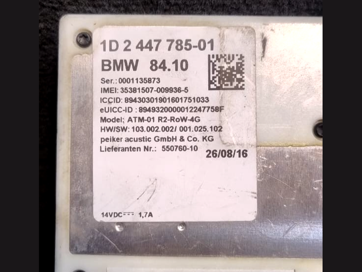 BMW X5 F15 F85 TELEMATICS COMMUNICATION CONTROL MODULE ECU P/N 1D2447785