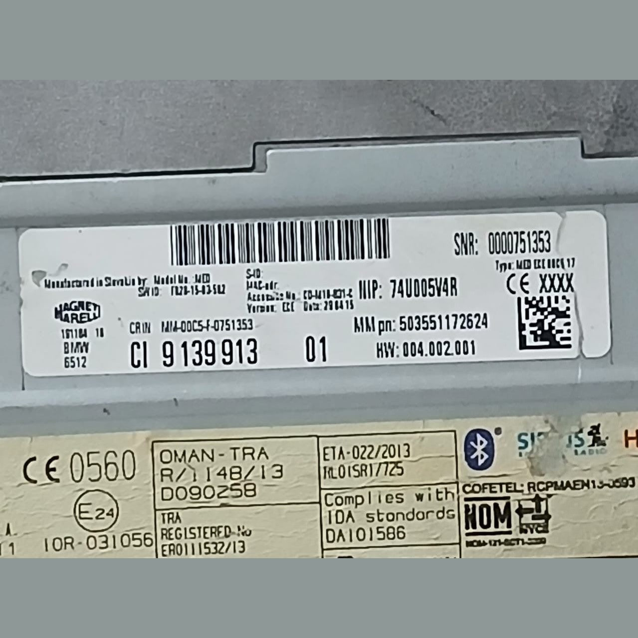 BMW 1 2 3 4 SERIES F2X F3X STEREO RECEIVER MULTMEDIA PLAYER HEAD UNIT  -9139913