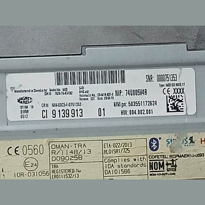 BMW 1 2 3 4 SERIES F2X F3X STEREO RECEIVER MULTMEDIA PLAYER HEAD UNIT  -9139913