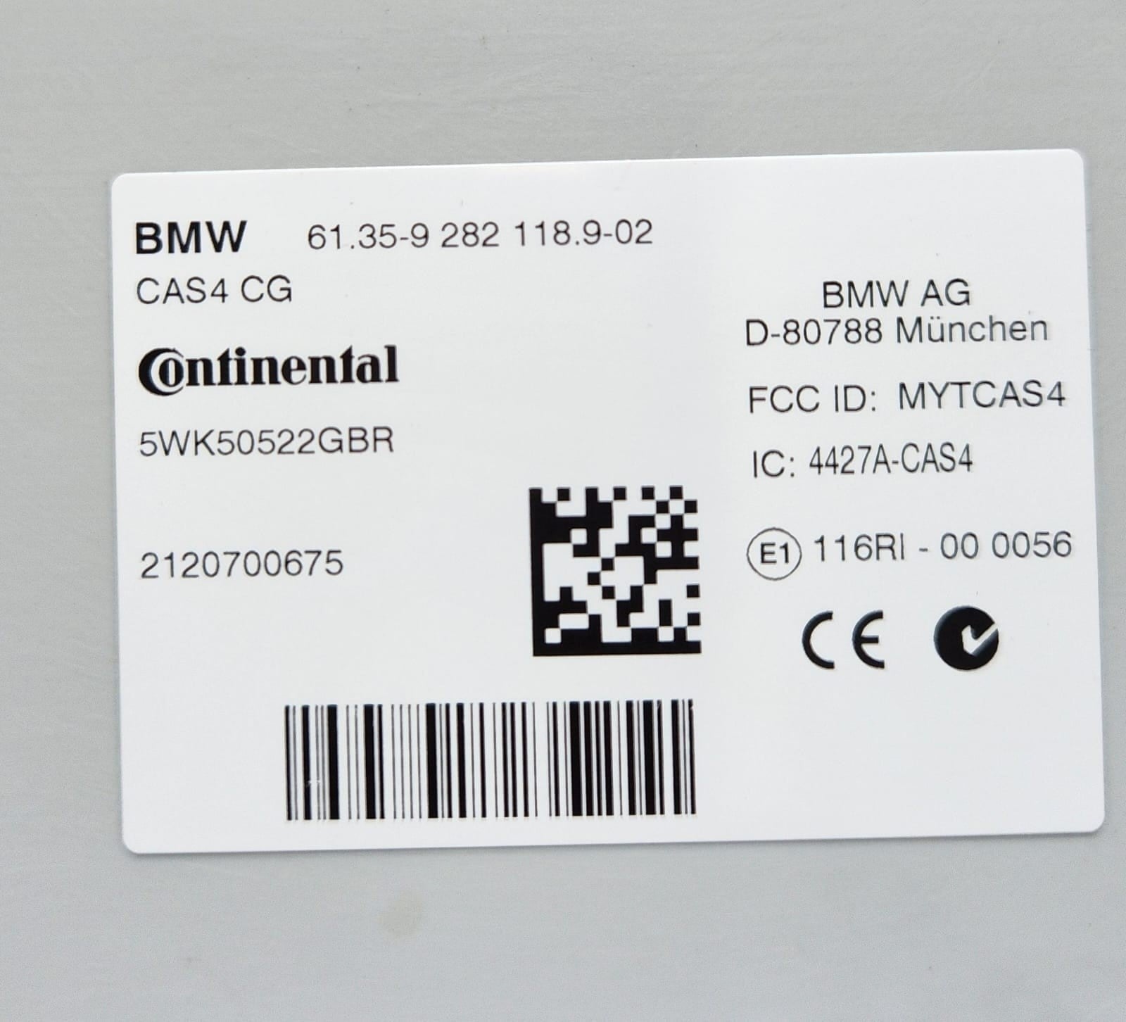 2012 BMW 640i CAS Control Unit Module 9282118 5,6 Series F12 F13 F10 F11 X3 F25 