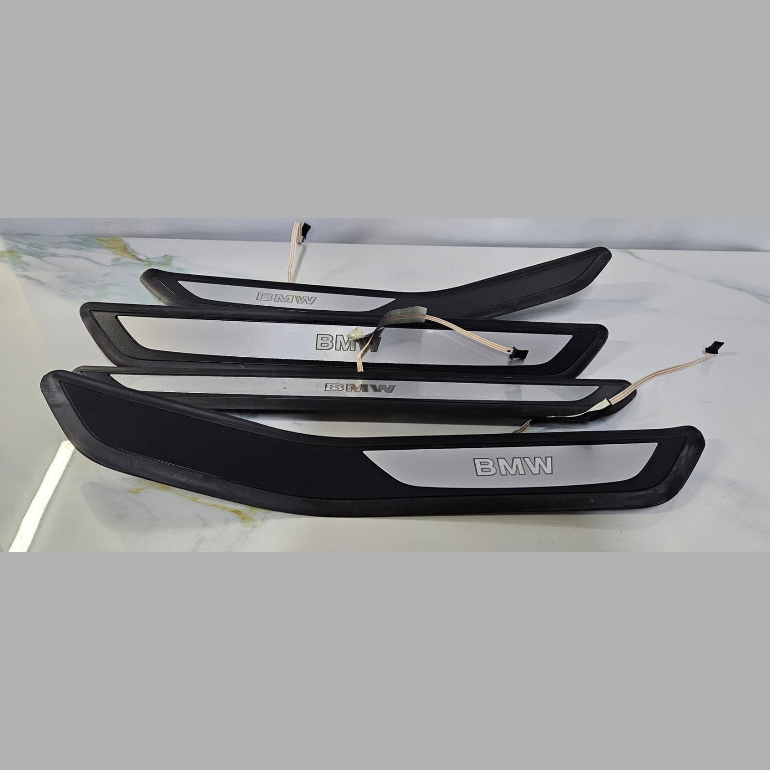 OEM BMW F01 F02 Front Rear Door illuminated Sill Plate Kick door step trim Set