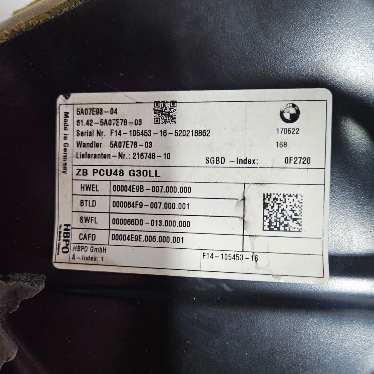5A07E93-5A07E78 2017-2021 BMW 5 Series G30 G38 530i PCU Voltage Control Module 