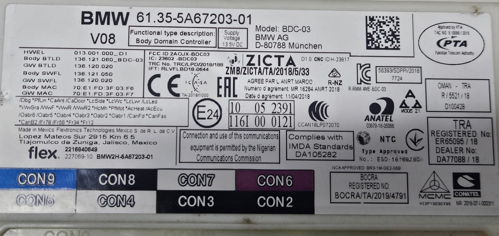BMW 5 Series G31 Body Control Module 5A67203 OEM