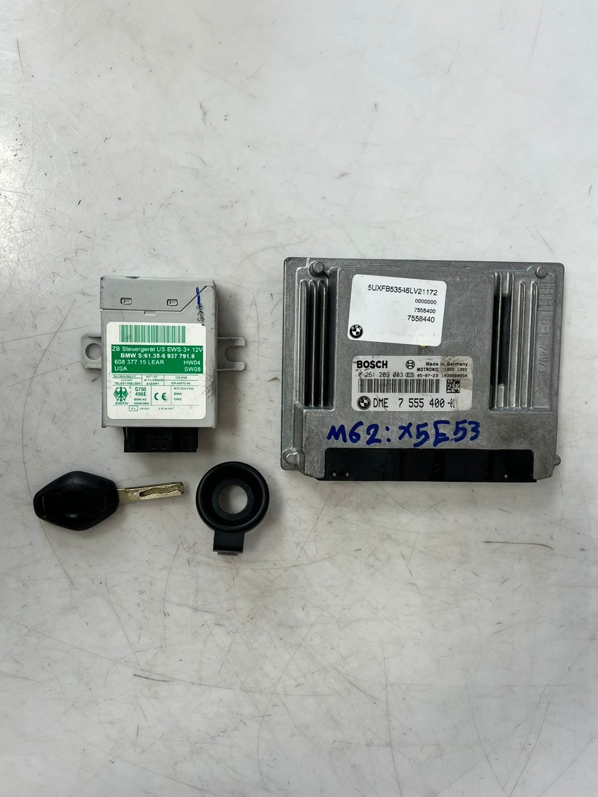 2004-2006 BMW X5 E53 M62 Engine Control Unit ECU SET DME+EWS+1KEY 7555400 OEM