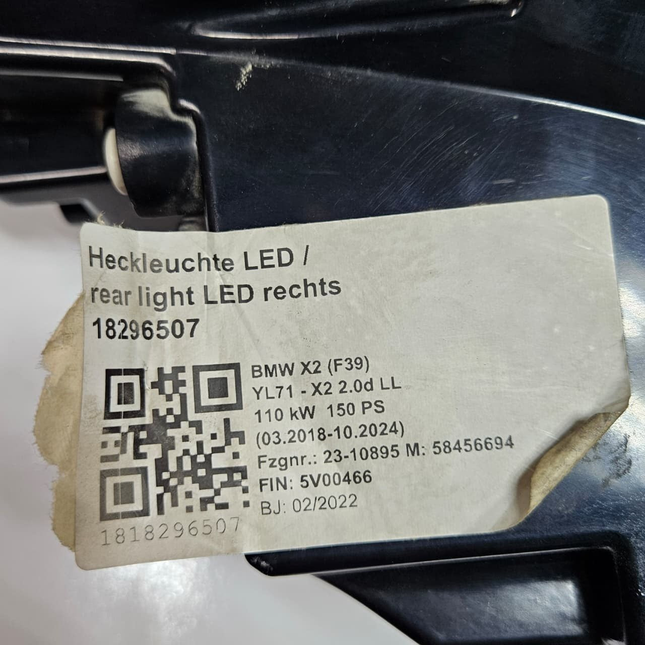 2018-2023 BMW X2 F39 xDrive RIGHT Tail Light F03688100