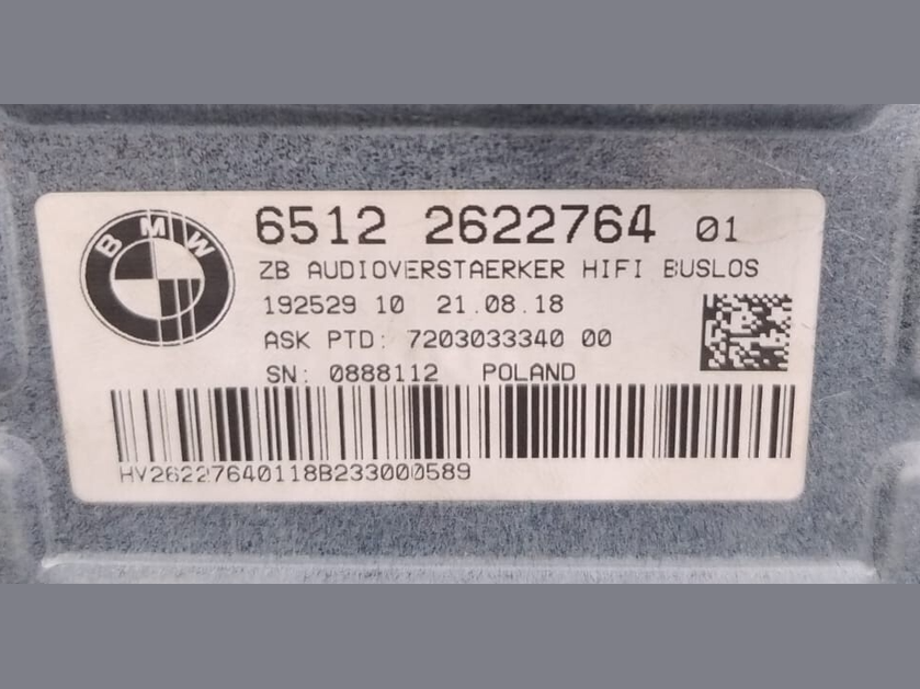 OEM  BMW 530I G30E XDRIVE  AUDIO SYSTEM AMPLIFIER MODULE UNIT 2622764