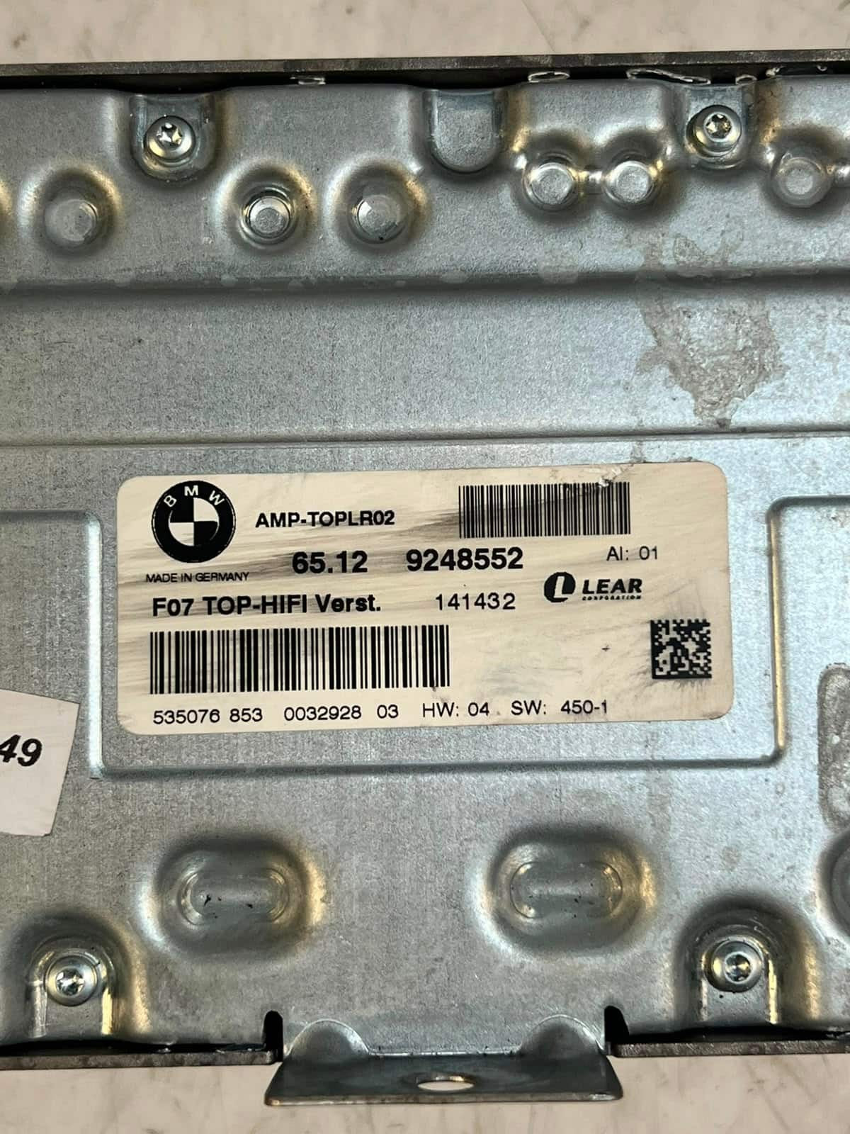 2012 BMW 5' F01 F02 F07 F25 F04 X3 F10 F11 535i Top-Hifi Amplifier 9248552