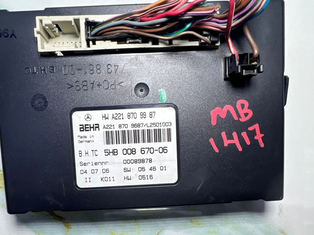 07-14 Mercedes W221 S550 CL550 AC A/C Heater Control Module A221 8709987 OEM