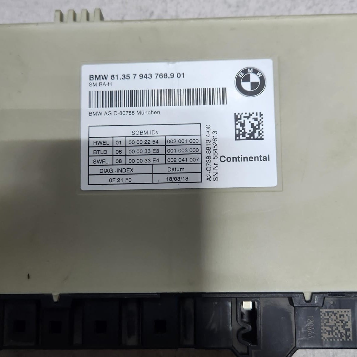 2017-2023 BMW X3 Seat Control Module 7943766 G-Series, 530e 540i and Alpina B7