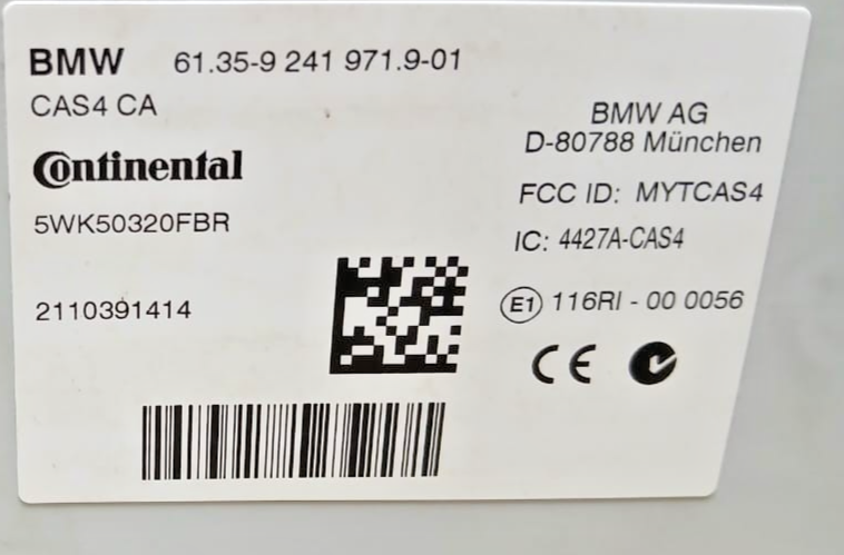 2011 BMW 5 SERIES 7 SER 2012-15  CAS4-CA COMFORT ACCESS Module 61359241971901