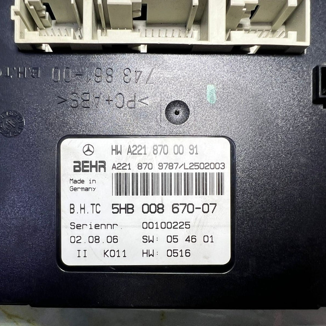 07-14 Mercedes-Benz W221 S-Class AC A/C Heater Control Module A221 8700091 OEM