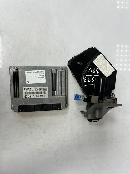06-07 BMW N62 E66 550i E65 Engine Control Module ECU SET DME+CAS/ZAS RD 7566706