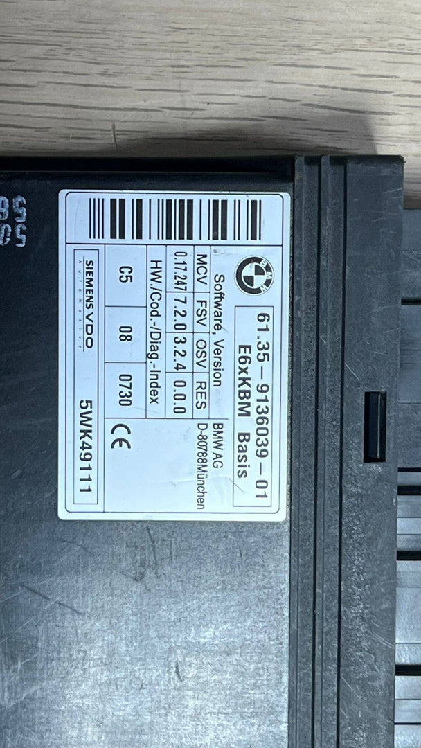 2007 BMW 525i Body Control Module 9136039 E60 5 Series, E63 E64 M6 530i, 535i, M