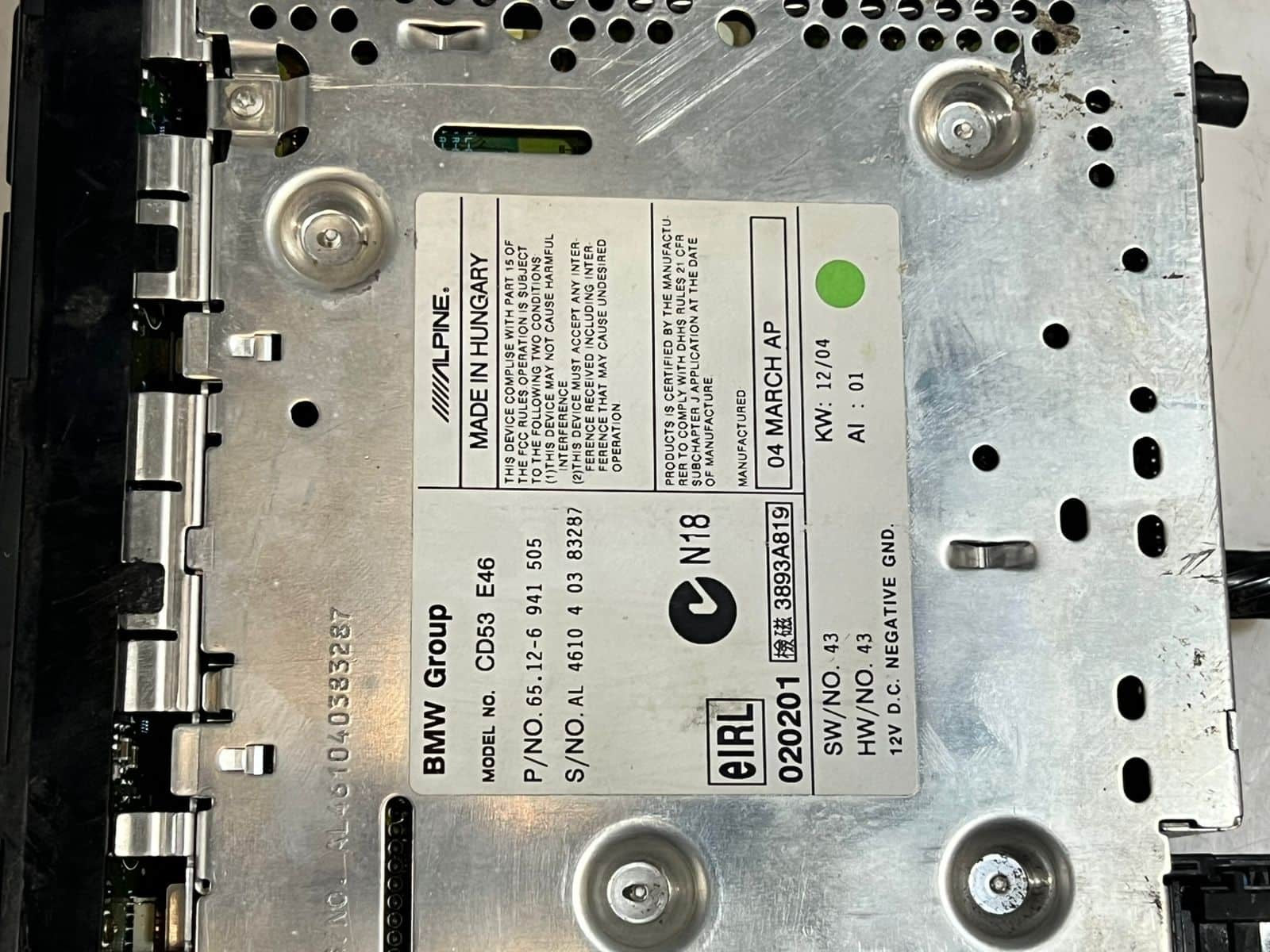 02-06 BMW 325i 3 Series E46 Radio AM FM Business Single Disc CD Player 6941505