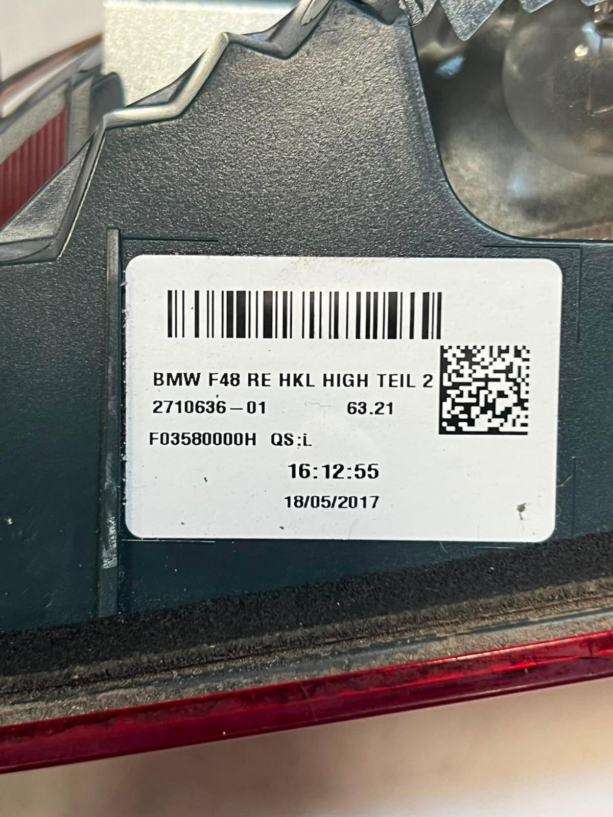 2015-2020 BMW X1 F48 Rear Light Right TRUNK LID BOOT Taillight 2710636 OEM