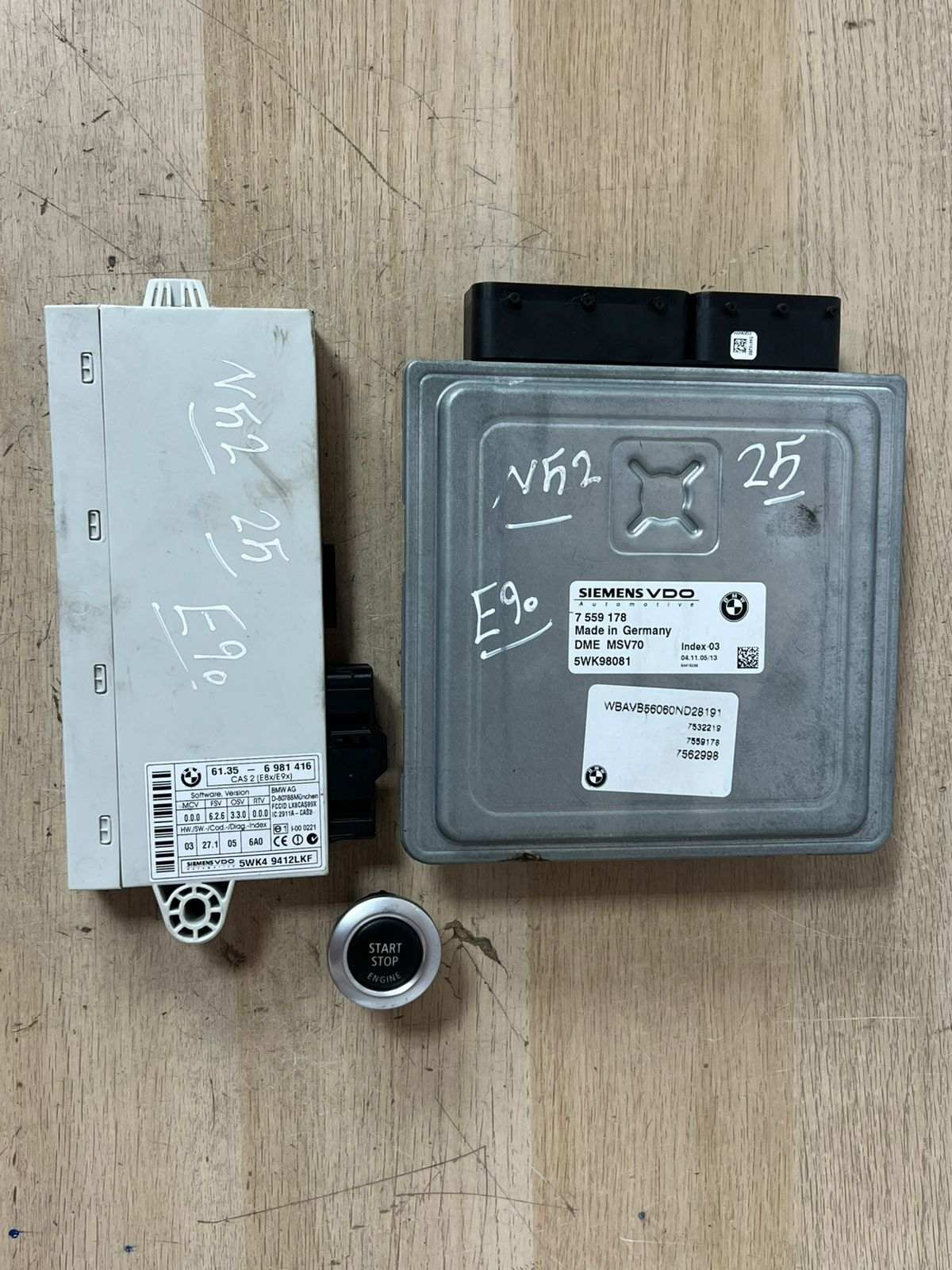 2006 BMW N52 E90 25 MSV70 5WK98081 Engine Control Unit +Cas2 + no key 7559178