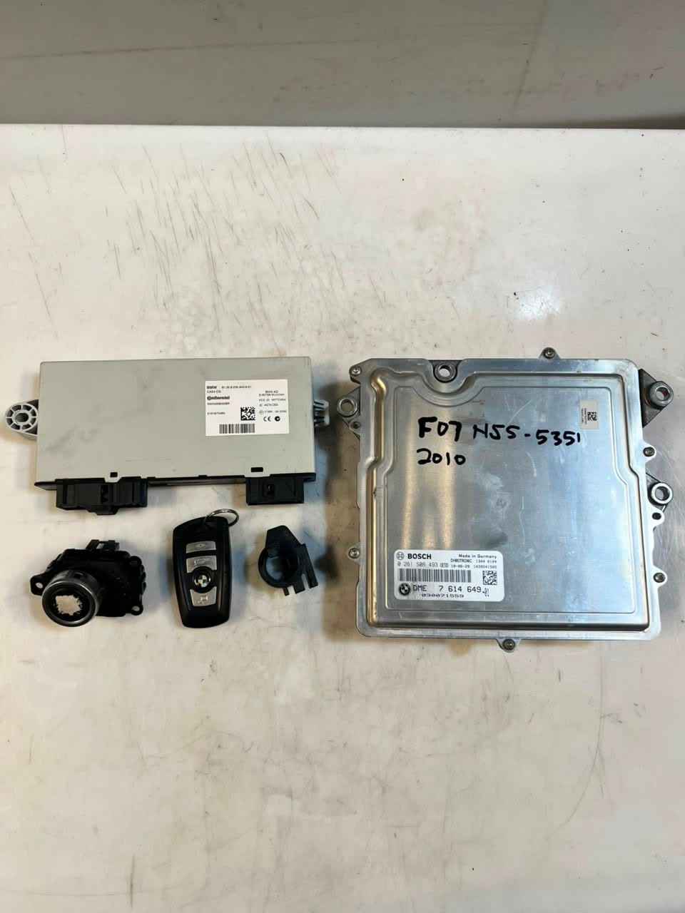 2010 BMW 535i F07 N55 Engine Control Unit ECU SET DME+CAS4+1KEY 7614649 OEM