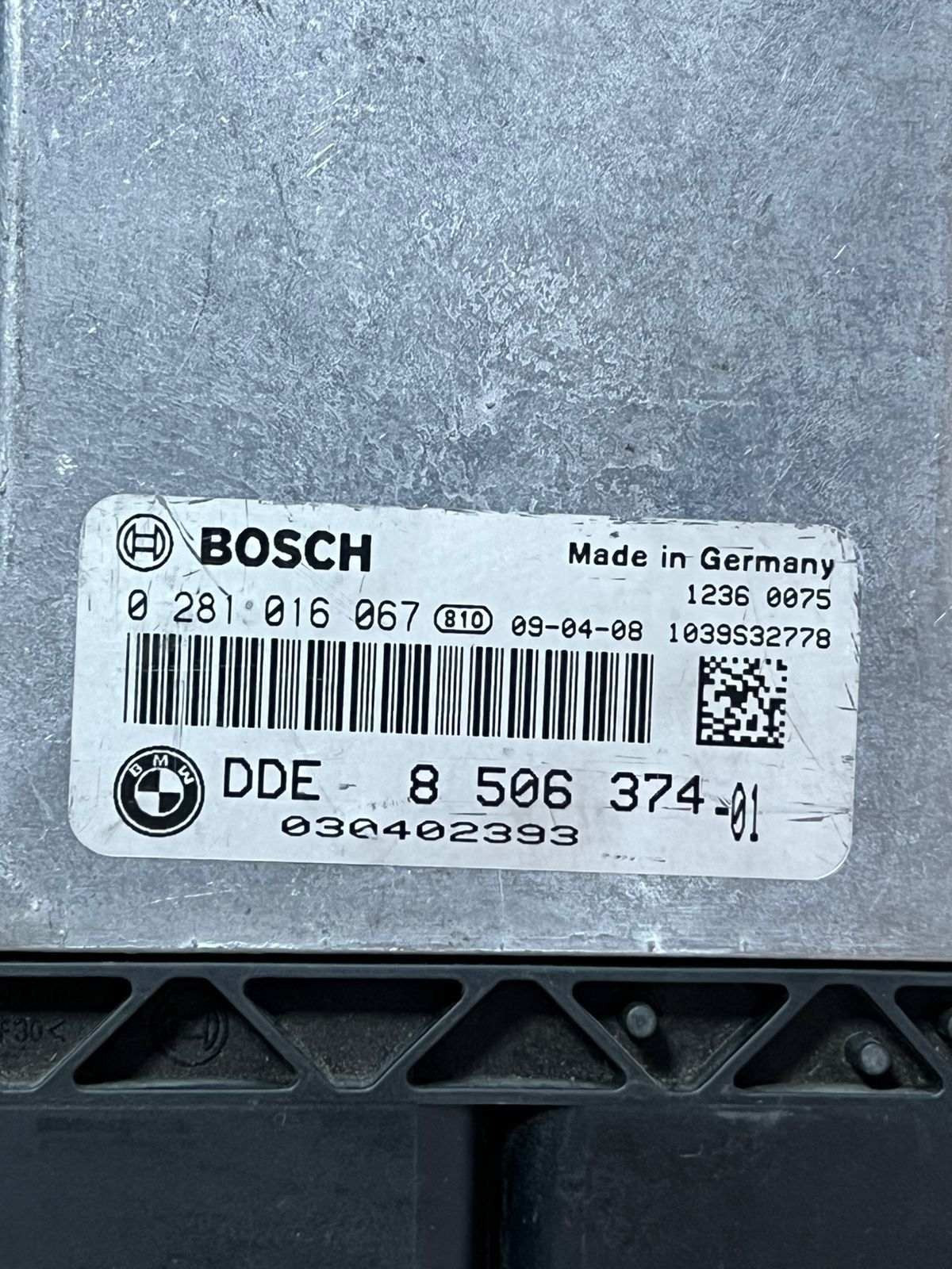 ENGINE CONTROL UNIT ECU BMW E87 E92 2009 0281016067 DDE8506374 3 Series E90