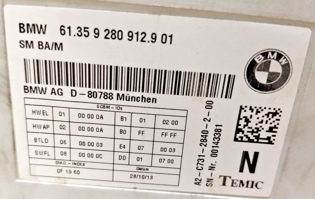 2013 BMW 335I F30 FRONT LEFT SEAT CONTROL MODULE, 613592809129, 61359280912, OEM