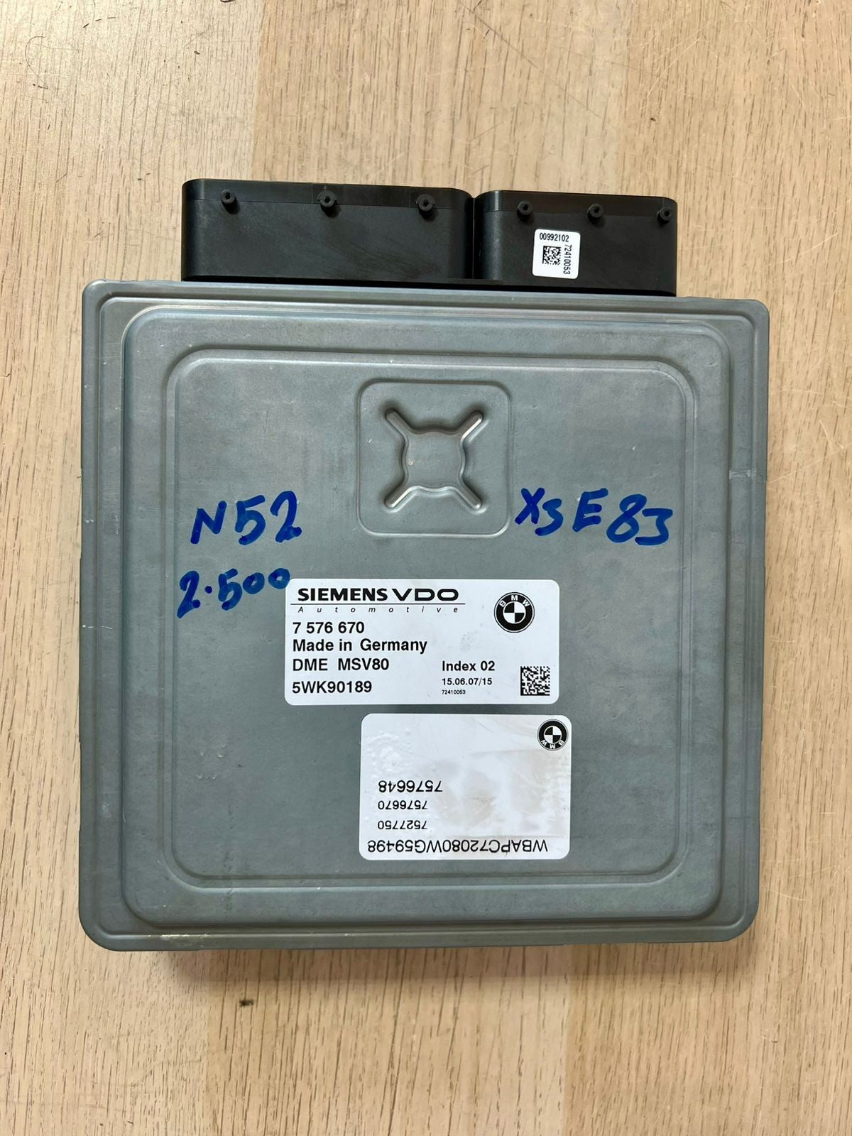 07-10 BMW E83 X3 3.0 3.2 L N52 ENGINE SET DME MSV80.1 EWS4.4 KEY 7576670