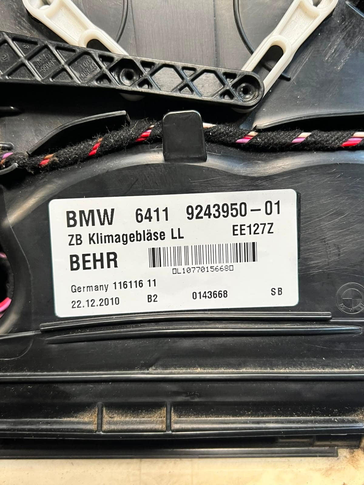 2010 BMW 550i 5 Series F10 F11 Heater Blower Motor 9243950 OEM