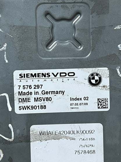 2007 BMW X5 E70 N52 Engine Control Unit ECU Set msv80 + cas3 + 1key 7576297