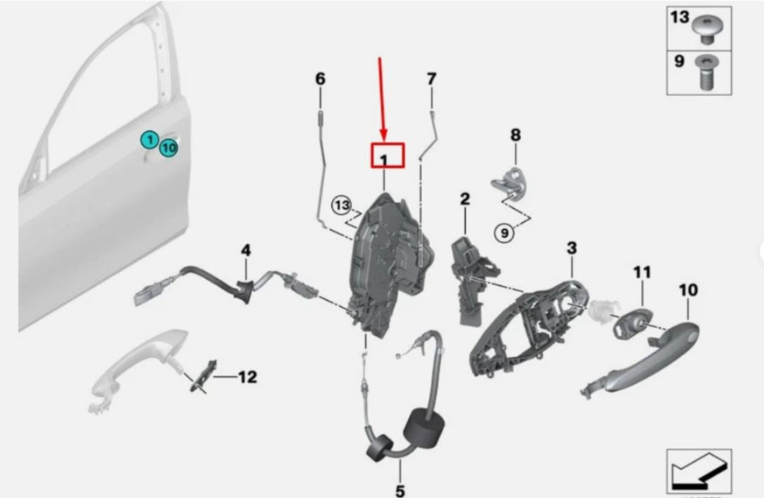 BMW 3 G20 Front Right Door System Latch 5121 7445042 OEM