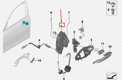 BMW 3 G20 Front Right Door System Latch 5121 7445042 OEM