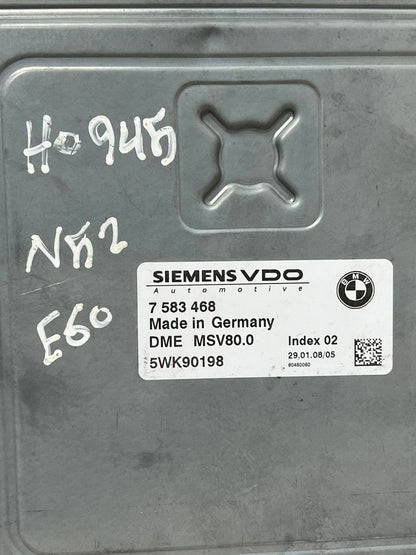 2007-2010 BMW X5 N52 E60 Engine Control Module BCM + CAS3 + 1 KEY  7583468